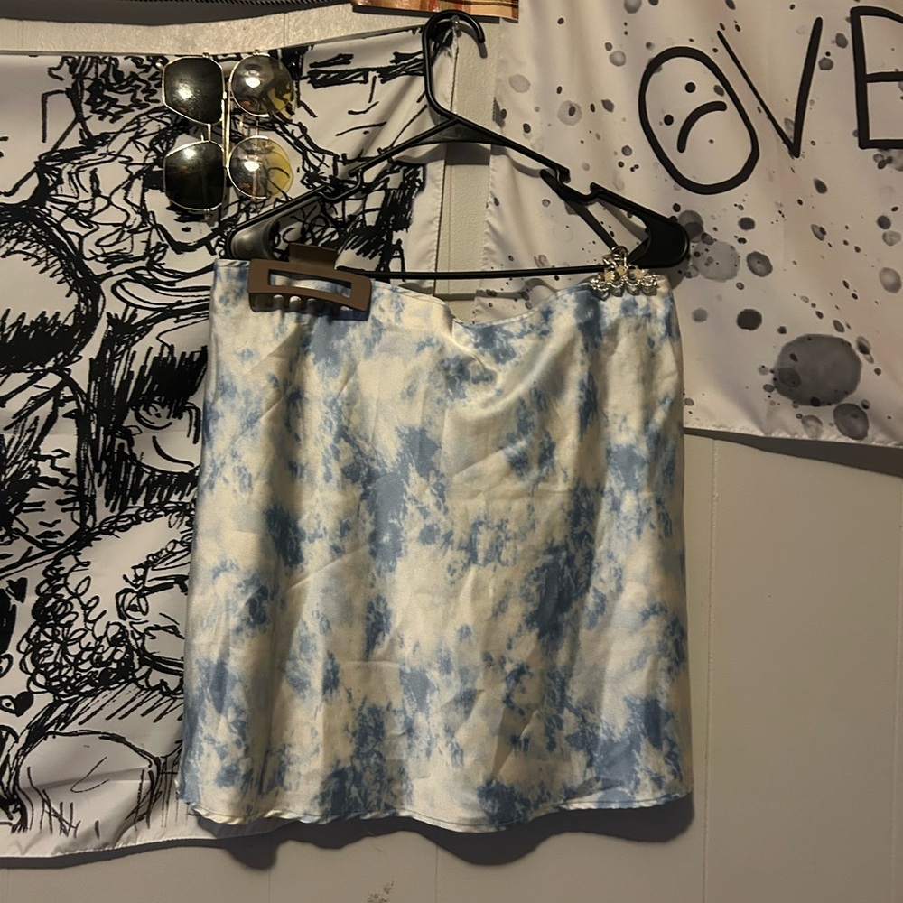 Blue and White Tie-Dye Skirt